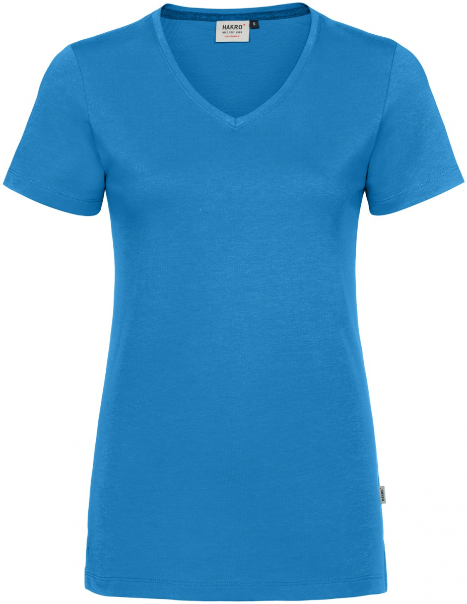 HAKRO-Worker-Shirts, Damen-V-Shirt, Cotton-Tec, 185 g / m² malibublau