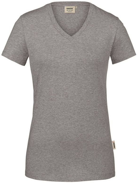 HAKRO-Worker-Shirts, Damen-V-Shirt, Stretch, 170 g / m², grau meliert