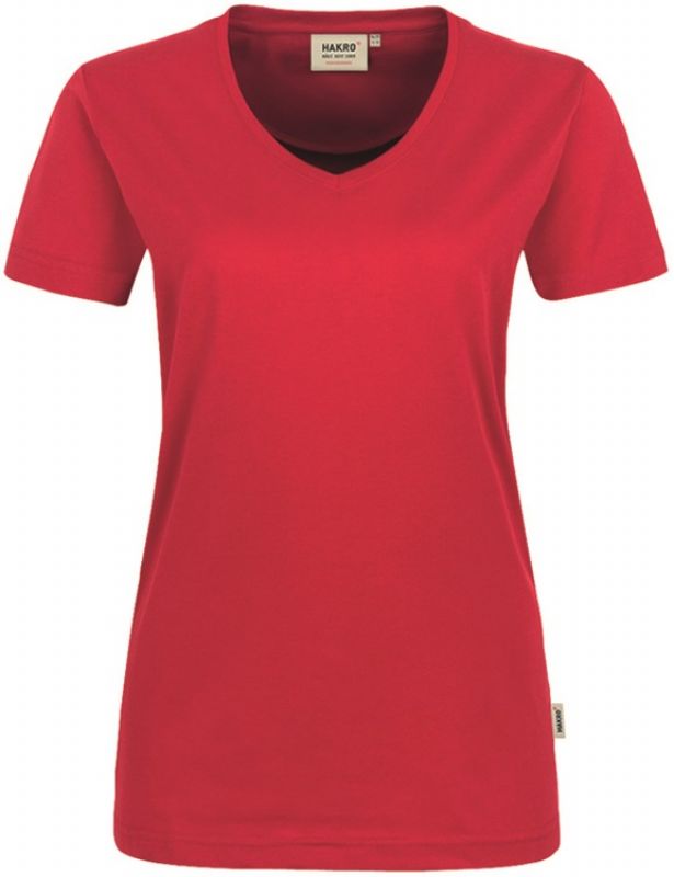 HAKRO-Worker-Shirts, Women-T-Shirt, V-Ausschnitt Performance, rot