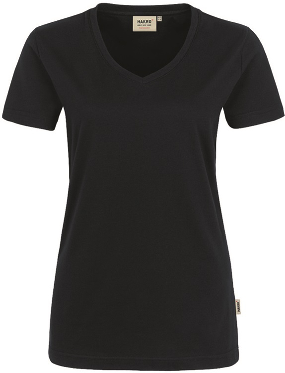 HAKRO-Worker-Shirts, Women-T-Shirt, V-Ausschnitt Performance, schwarz
