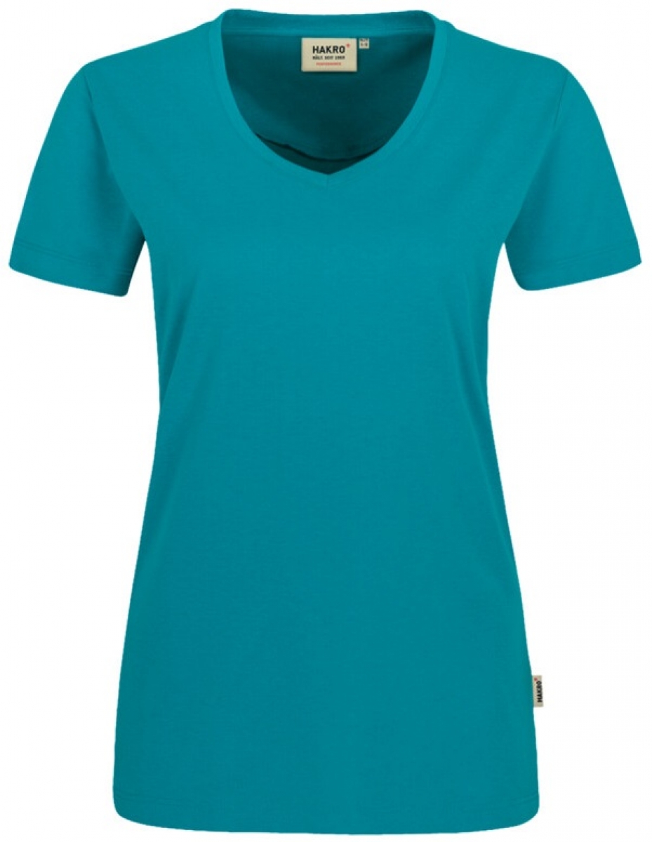 HAKRO-Worker-Shirts, Women-T-Shirt, V-Ausschnitt Performance, smaragd