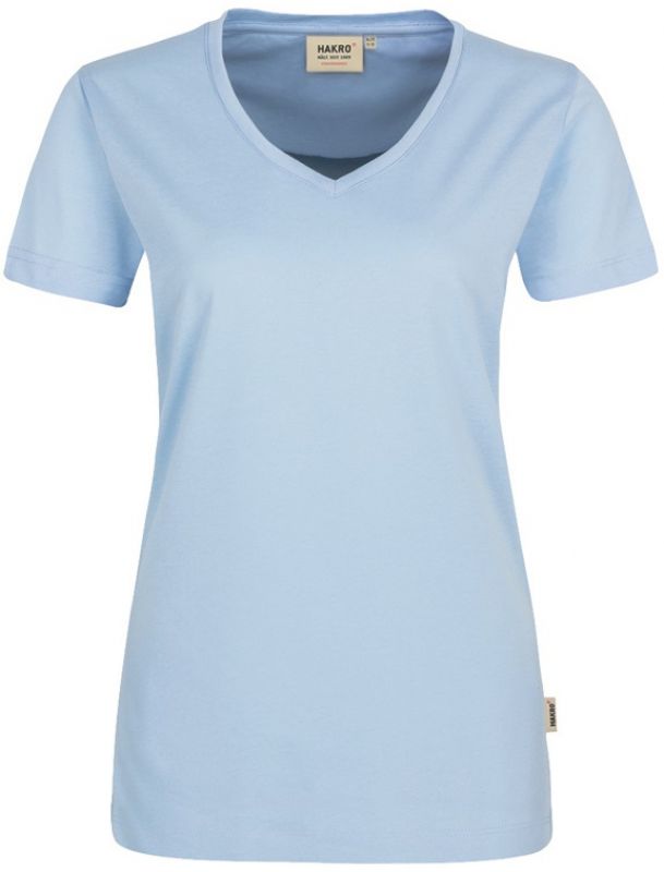 HAKRO-Worker-Shirts, Women-T-Shirt, V-Ausschnitt Performance, ice-blue