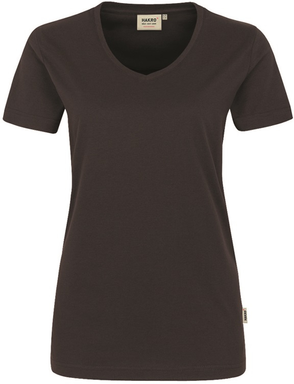 HAKRO-Worker-Shirts, Women-T-Shirt, V-Ausschnitt Performance, chocolate