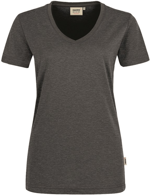 HAKRO-Worker-Shirts, Women-T-Shirt, V-Ausschnitt Performance, anthrazit-melange