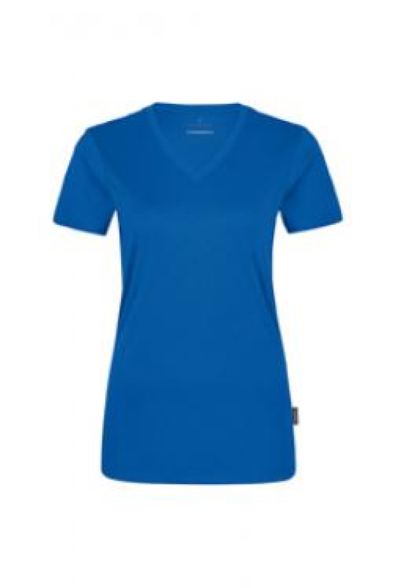 HAKRO-Worker-Shirts, Women-T-Shirt, V-Ausschnitt Coolmax, royal