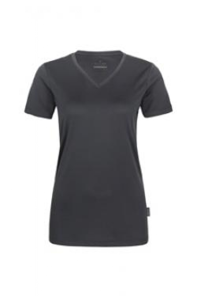 HAKRO-Worker-Shirts, Women-T-Shirt, V-Ausschnitt Coolmax, anthrazit