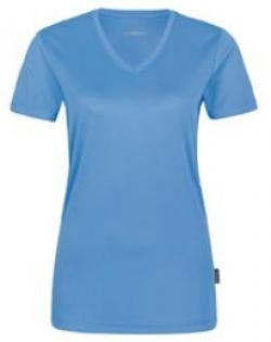HAKRO-Worker-Shirts, Women-T-Shirt, V-Ausschnitt Coolmax®, malibu-blue