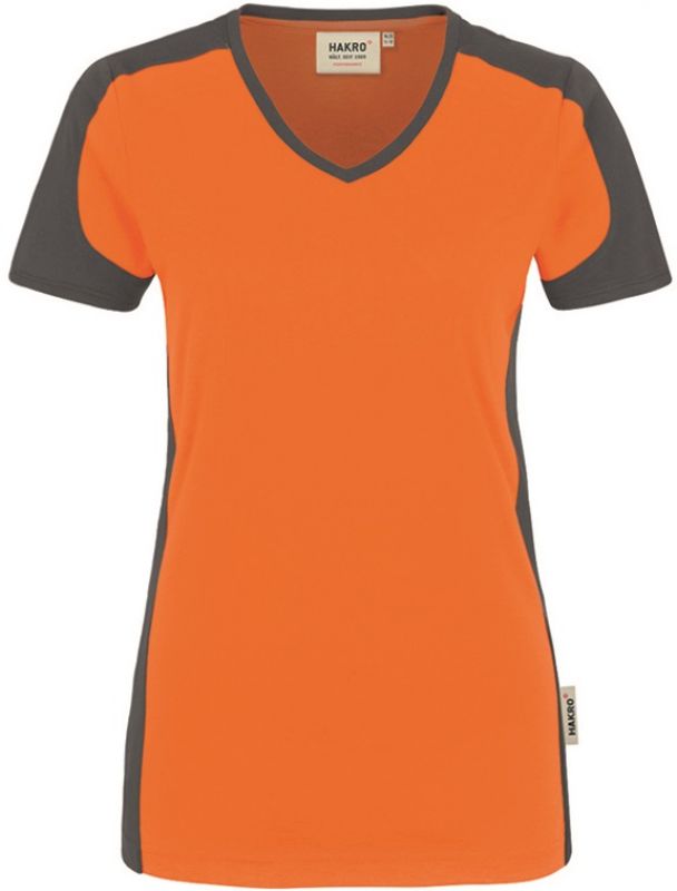 HAKRO-Worker-Shirts, Women-V-Shirt-Contrast Performance, orange
