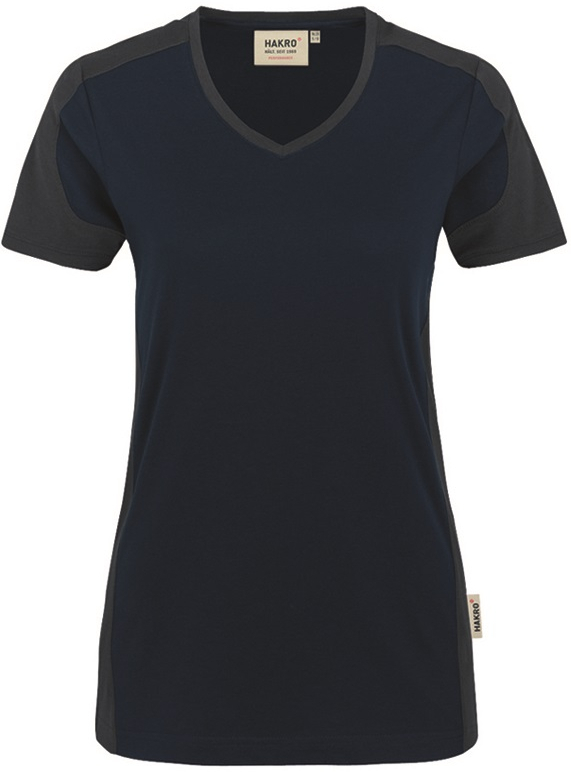 HAKRO-Worker-Shirts, Women-V-Shirt-Contrast Performance, tinte