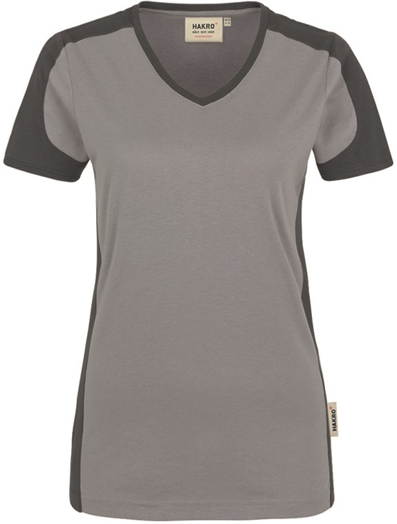 HAKRO-Worker-Shirts, Women-V-Shirt-Contrast Performance, titan