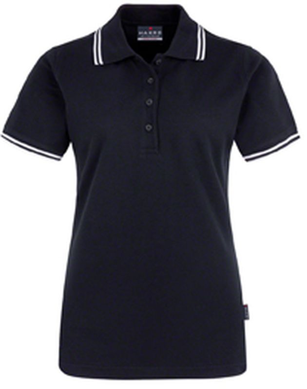 HAKRO-Worker-Shirts, Women-Poloshirt Twin-Stripe, schwarz