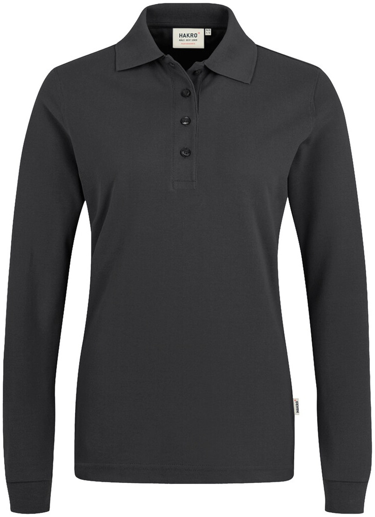 HAKRO-Worker-Shirts, Damen-Longsleeve-Poloshirt, Performance, karbongrau