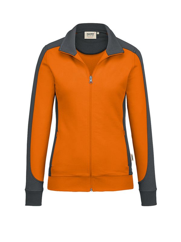 HAKRO-Worker-Shirts, Damen-Sweatjacke, Contrast, Performance, 300 g / m, orange