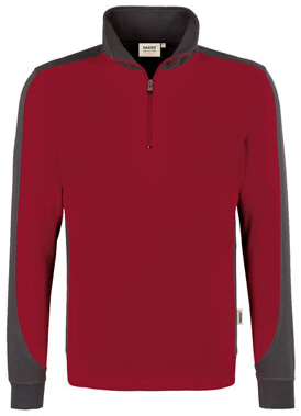 HAKRO-Worker-Shirts, Zip-Sweatshirt, Contrast, Performance, 300 g / m², weinrot