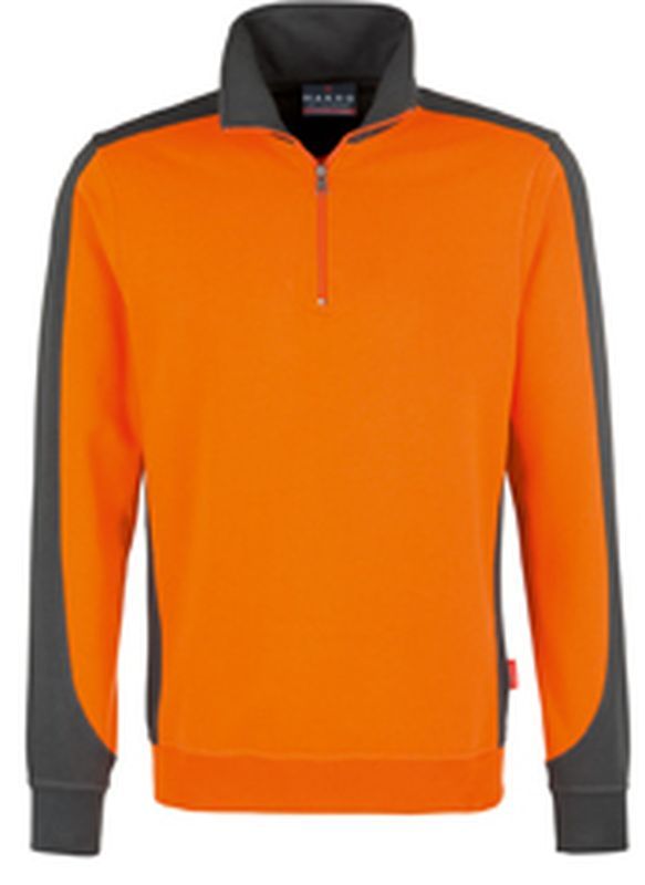 HAKRO-Worker-Shirts, Zip-Sweatshirt-Contrast Performance, orange
