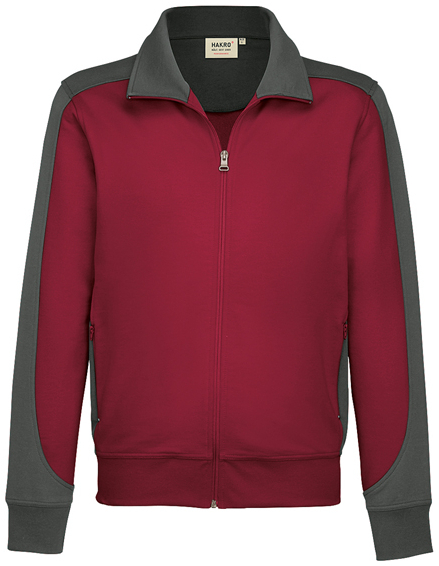 HAKRO-Worker-Shirts, Sweatjacke, Contrast, Performance, 300 g / m², weinrot