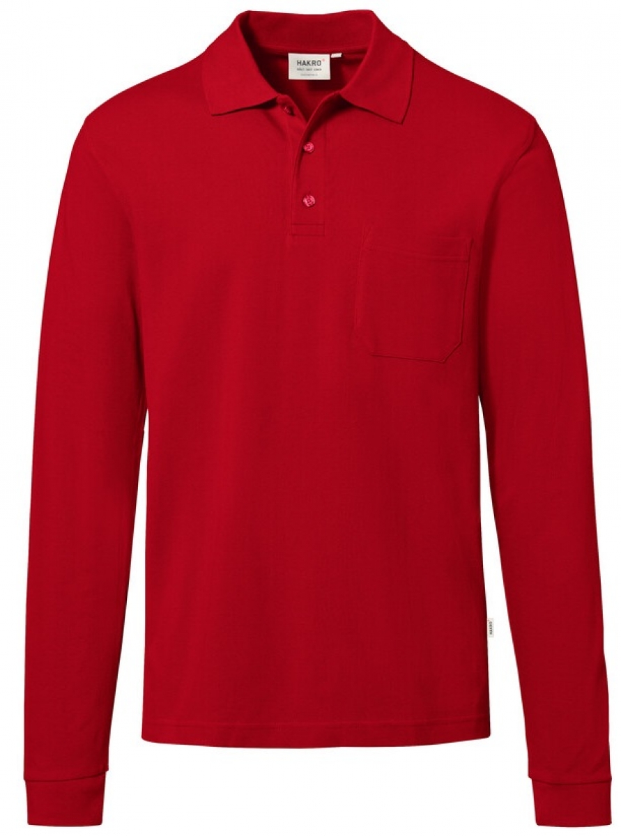 HAKRO-Worker-Shirts, Longsleeve-Pocket-Poloshirt Top, rot