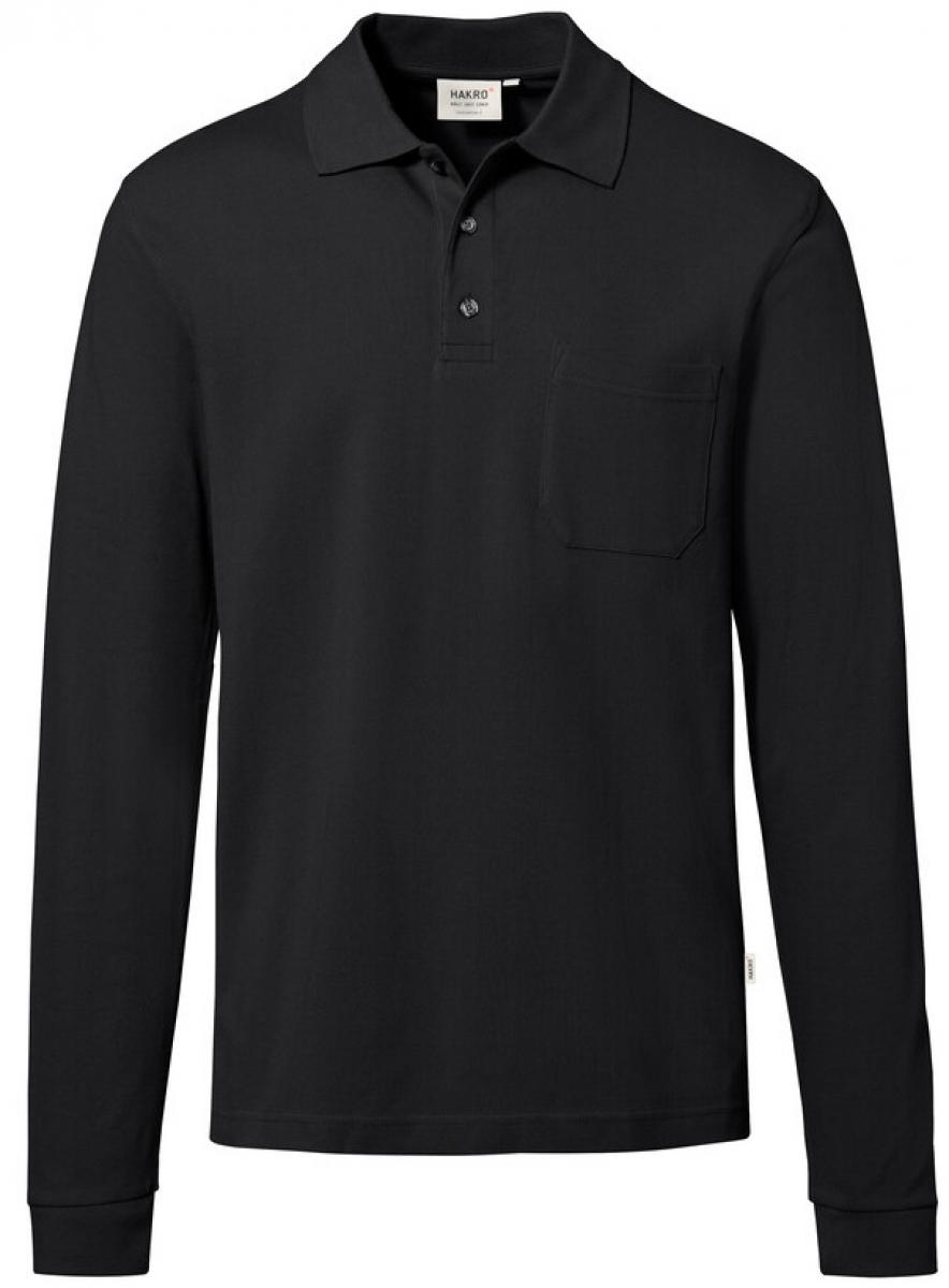 HAKRO-Worker-Shirts, Longsleeve-Pocket-Poloshirt Top, schwarz