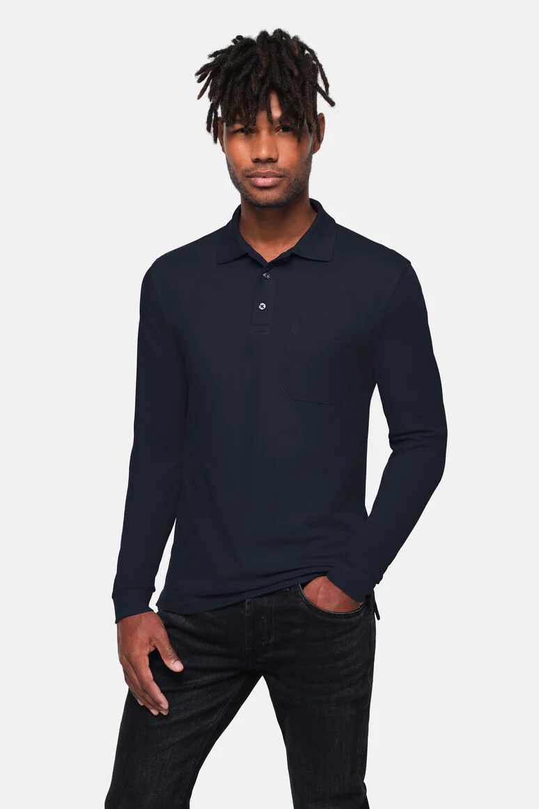 HAKRO-Pocket-Longsleeve-Polo, tinte