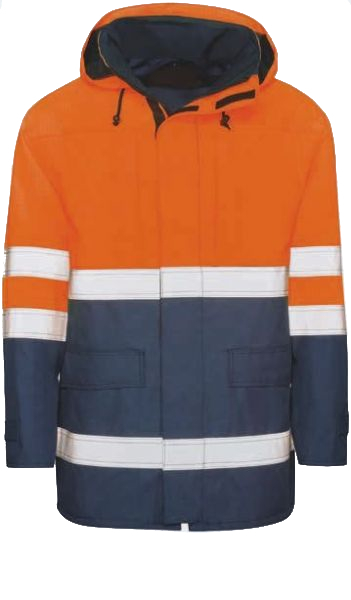 KIND-Warnschutz, Multifunktions-Schutz, Warn-Jacke, PRÄVENT, m. Wärmfutter, warnorange/navy
