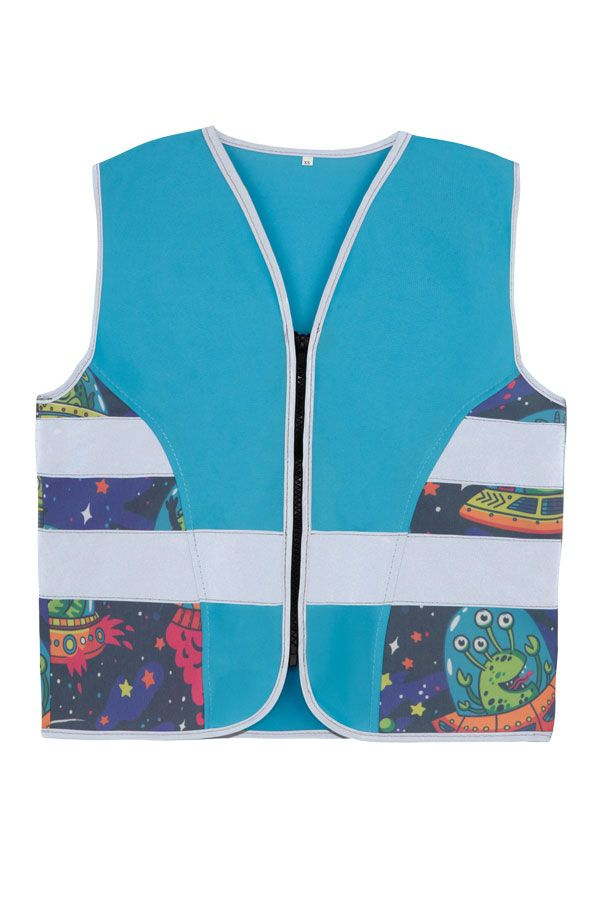 KORNTEX-Kinder Warnweste Action Aerospace, CO2 neutral, Blau/Alien