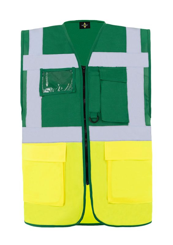 KORNTEX-Comfort Executive Multifunctional Safety Weste Hamburg, waldgrün/signal gelb