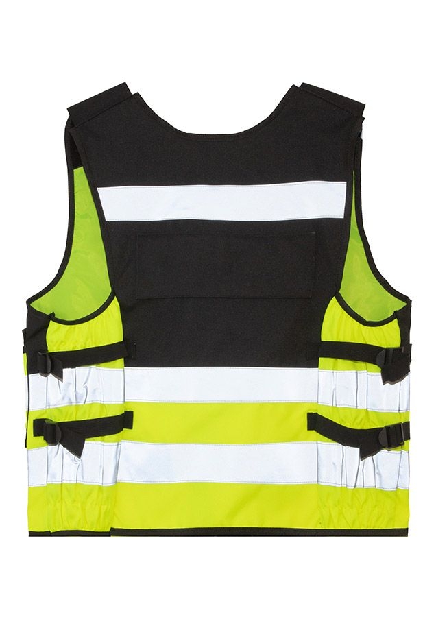 Korntex® Tactical Warnweste Stammheim - Elastischer Bund und 360° Sichtbarkeit - Schwarz/ Signal Gelb