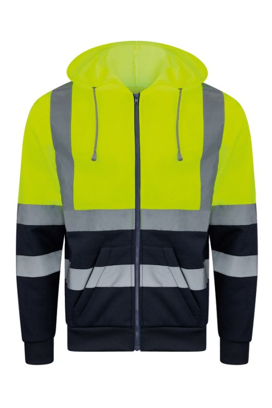KORNTEX-Hi-Vis Zipper Hoodie, Galway, Farbe: signal-gelb/marineblau