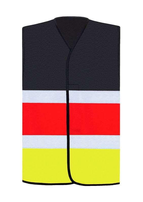 KORNTEX-Nationen-Warnweste Germany, CO2 Neutral, schwarz-rot/signal-gelb