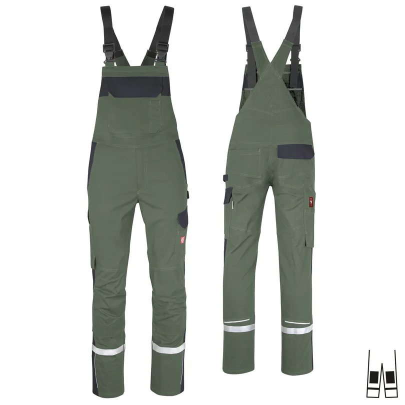 Teamdress-Latzhose ecoFlex +Refl. 17353 oliv/schwarz