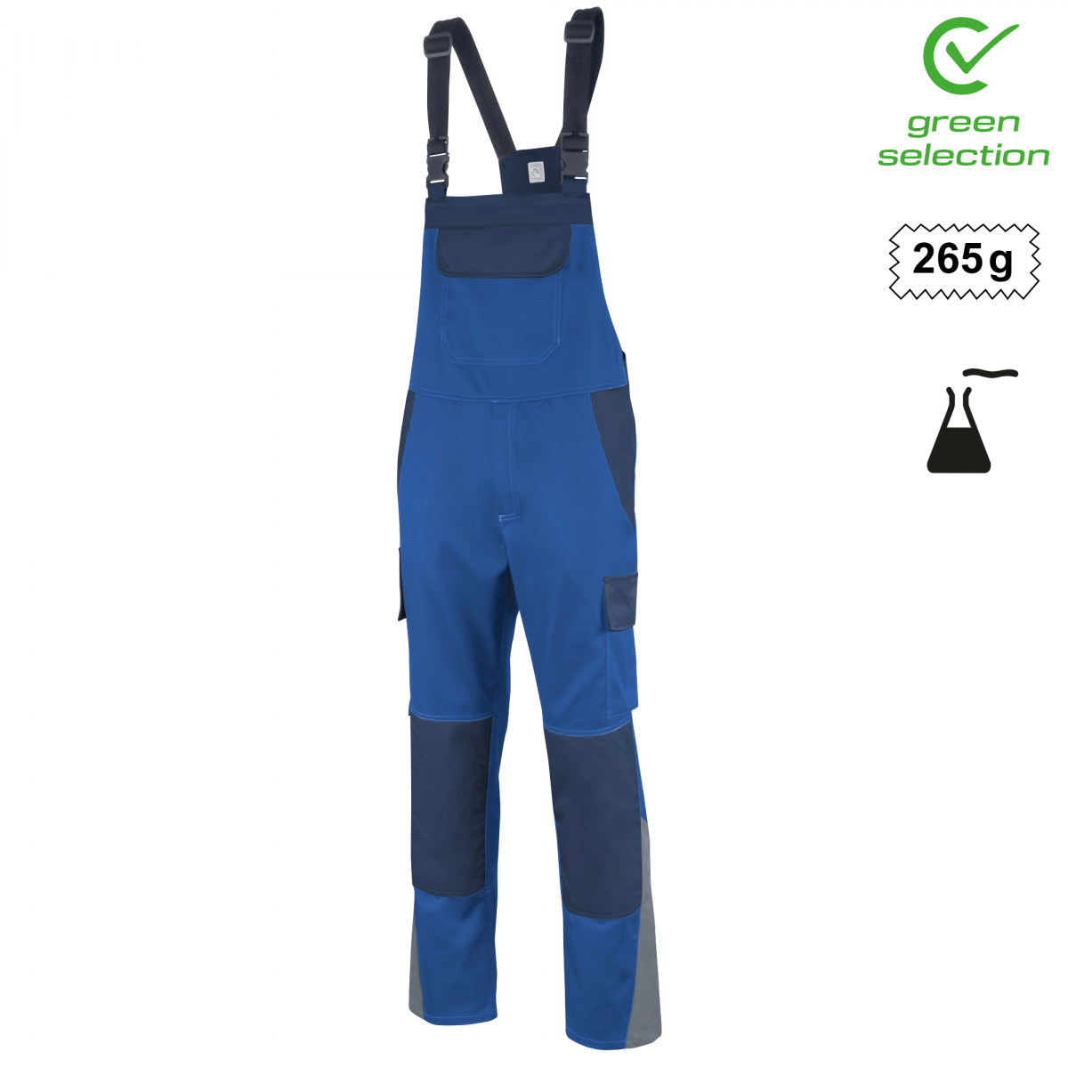 Teamdress-Latzhose ecoRover Safety, blau/marine/grau