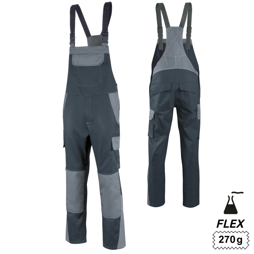 Teamdress-Latzhose ecoRover Safety Flex +CH schwarz/grau