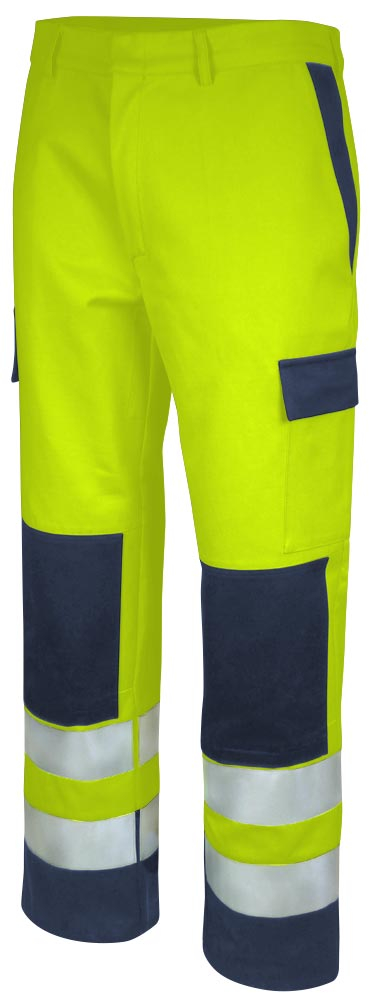 TEAMDRESS-Warnschutz, PSA, High Vis Multinorm, Bundhose, EN ISO 11612, EN 13034, warngelb/marine