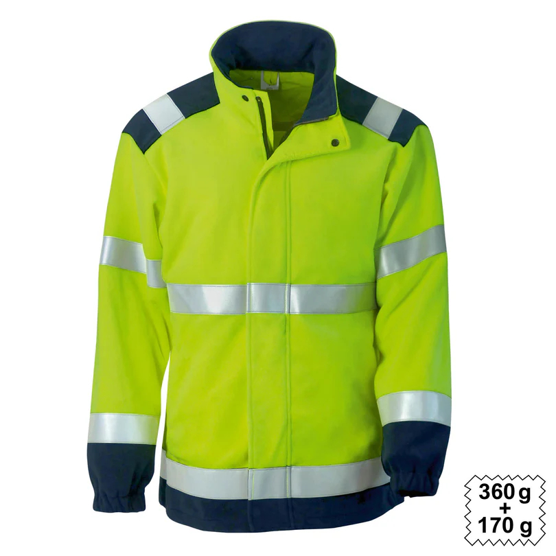 Teamdress-Warn-Fleecejacke Multinorm warngelb/marine