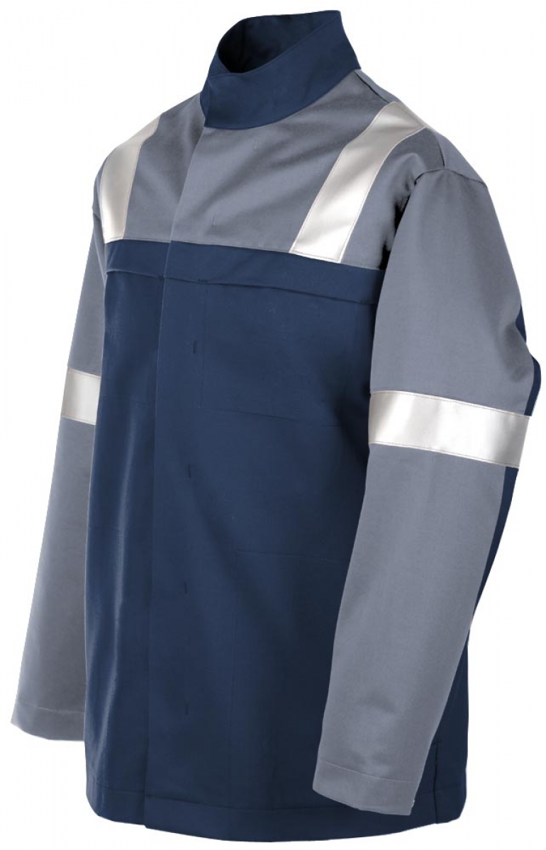 Teamdress-PSA-Workwear, Gieerei/Schweier-Jacke Reflexstreifen, EN ISO 11612, marine/grau
