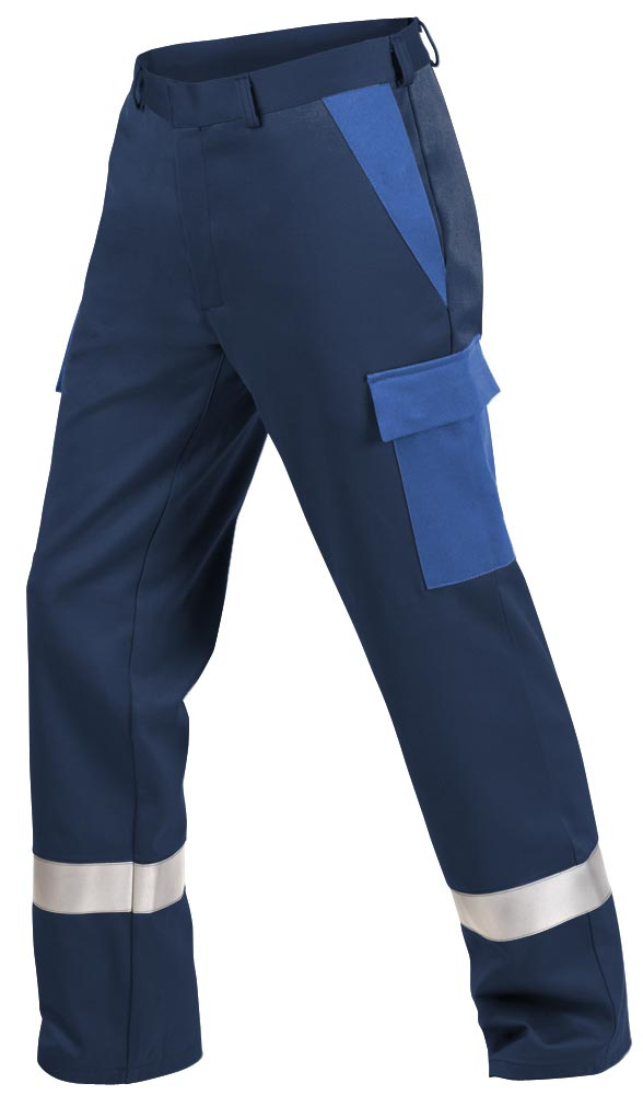 Teamdress-PSA-Workwear, Gieerei/Schweier-Bundhose mit Beintaschen und Reflexstreifen, marine/kornblau