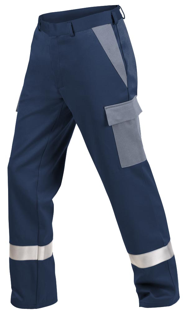 Teamdress-PSA-Workwear, PSA, Gießerei/Schweißer-Bundhose, Beintaschen und Reflexstreifen, marine/grau