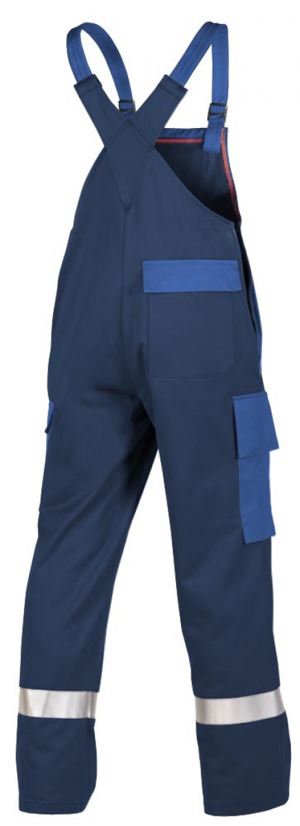 Teamdress-PSA-Workwear, Gieerei/Schweier-Latzhose mit Beintaschen und Reflexstreifen, marine/kornblau