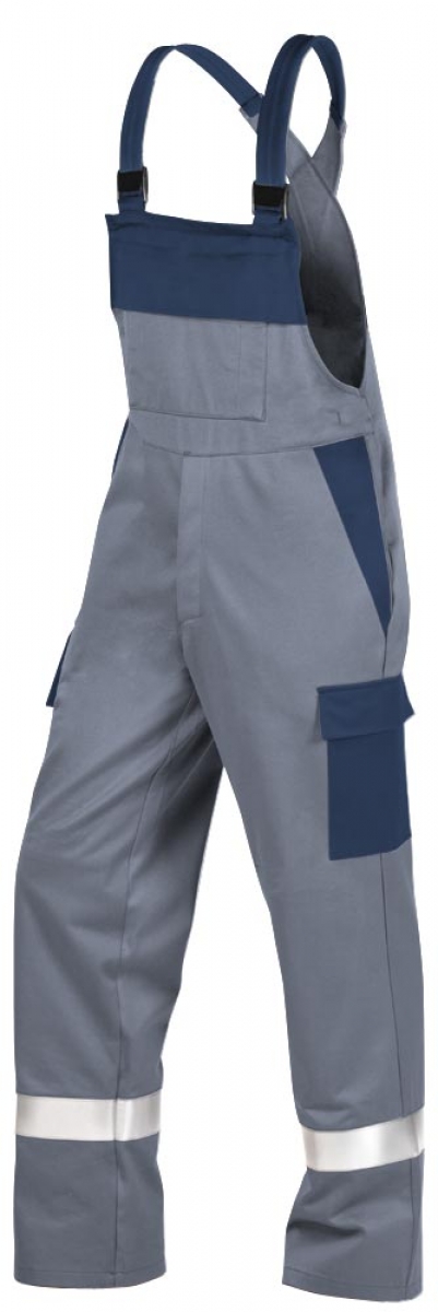 Teamdress-PSA-Workwear, Gieerei/Schweier-Latzhose mit Beintaschen und Reflexstreifen, grau/marine