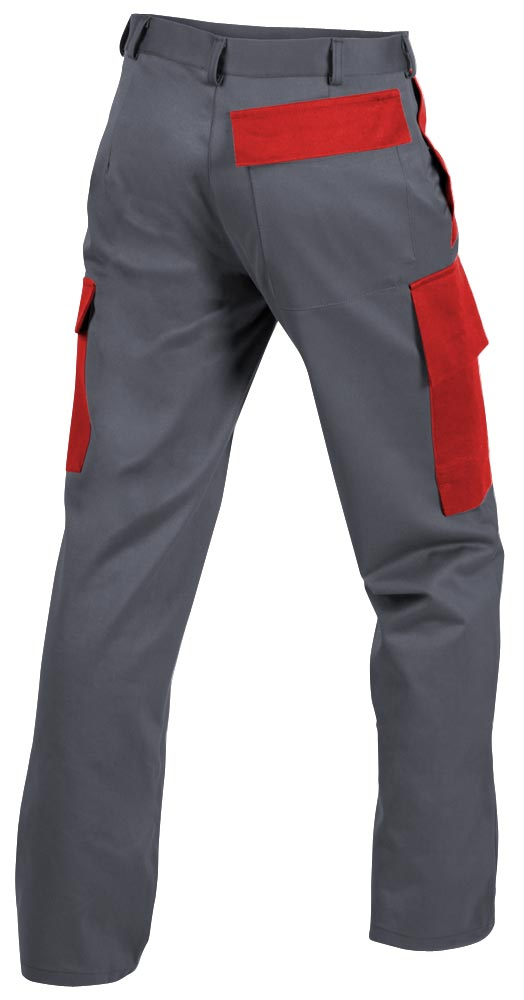 Teamdress-PSA-Workwear, PSA, Multinorm, Bundhose, 1-lagig, EN 13034, Kl. 1, grau/rot