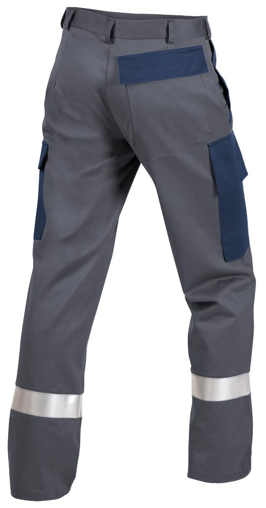 Teamdress-PSA-Workwear, PSA, Multinorm, Bundhose mit Reflexstreifen, 1-lagig, EN 13034, Kl. 1, grau/marine