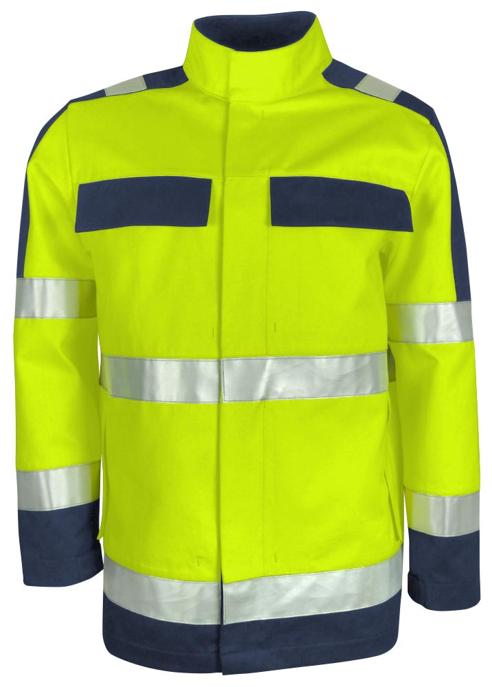 TEAMDRESS-Warnschutz, PSA, High Vis Multinorm, Jacke, EN ISO 11612, warngelb/marine