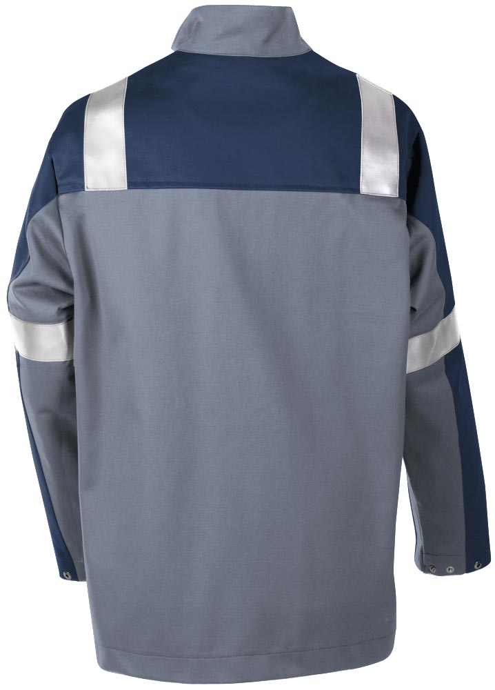 Teamdress-PSA-Workwear, PSA, Gießerei/Schweißer-Jacke mit Reflexstreifen, Kl. 1, EN ISO 11612, grau/marine