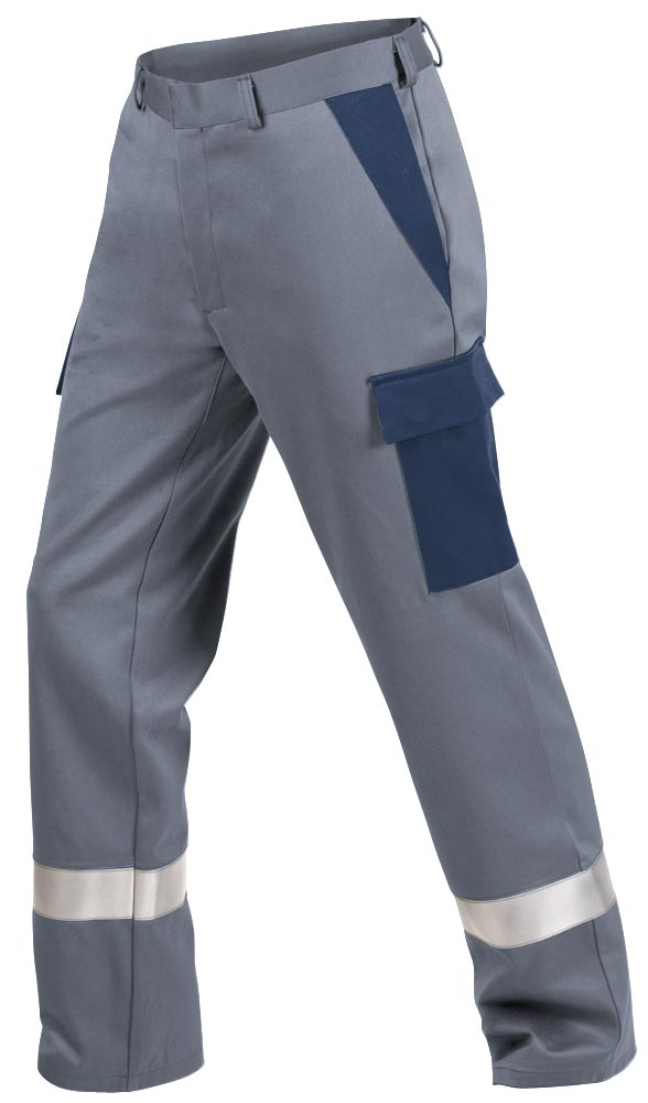 Teamdress-PSA-Workwear, PSA, Gießerei/Schweißer-Bundhose mit Beintaschen und Reflexstreifen, Kl. 1, EN ISO 11612, grau/marine