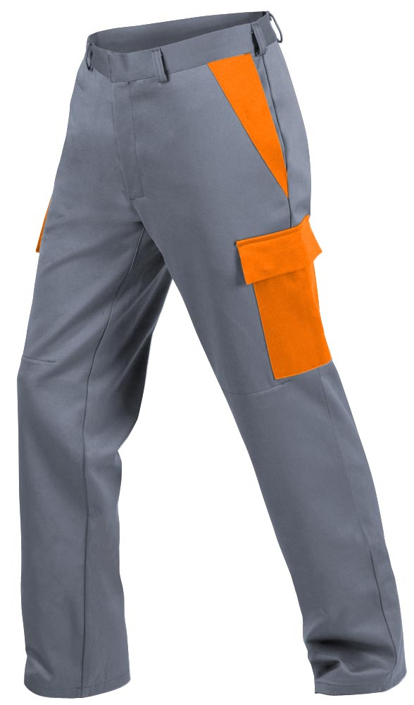 Teamdress-PSA-Workwear, PSA, Gießerei/Schweißer-Bundhose mit Bein- und Knietaschen, Kl. 1, EN ISO 11612, grau/orange
