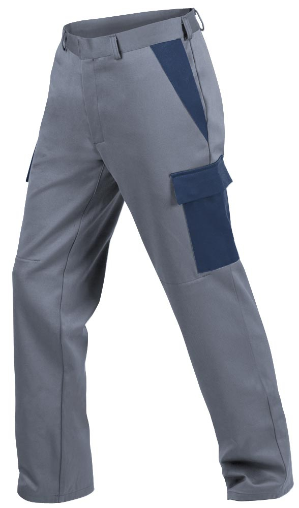 Teamdress-PSA-Workwear, PSA, Gießerei/Schweißer-Bundhose mit Bein- und Knietaschen, Kl. 1, EN ISO 11612, grau/marine