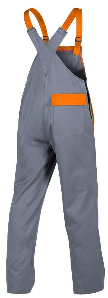 Teamdress-PSA-Workwear, Gießerei/Schweißer-Latzhose, Kl. 1, EN ISO 11612, grau/orange