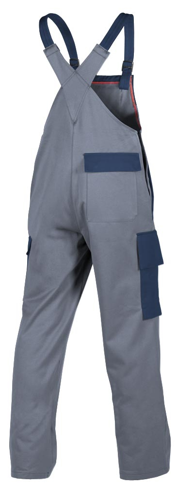 Teamdress-PSA-Workwear, Gießerei/Schweißer-Latzhose mit Beintaschen, Kl. 1, EN ISO 11612, grau/marine
