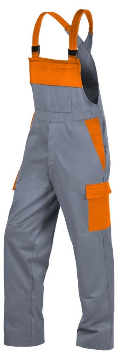 Teamdress-PSA-Workwear, Gieerei/Schweier-Latzhose mit Bein- und Knietaschen, Kl. 1, EN ISO 11612, grau/orange