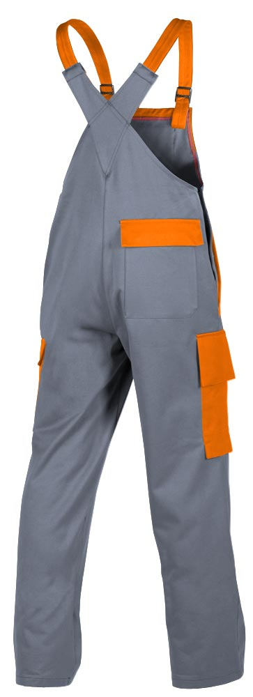 Teamdress-PSA-Workwear, Gieerei/Schweier-Latzhose mit Bein- und Knietaschen, Kl. 1, grau/orange